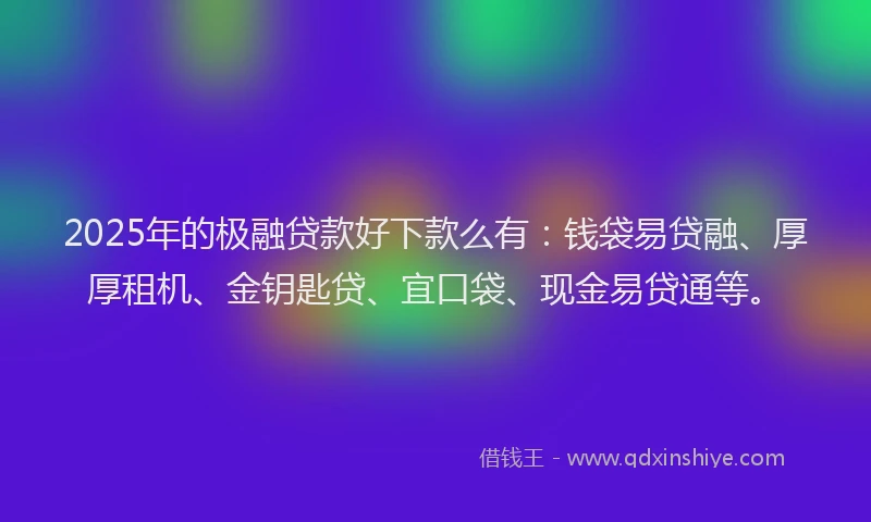 2025年的极融贷款好下款么有：钱袋易贷融、厚厚租机、金钥匙贷、宜口袋、现金易贷通等。