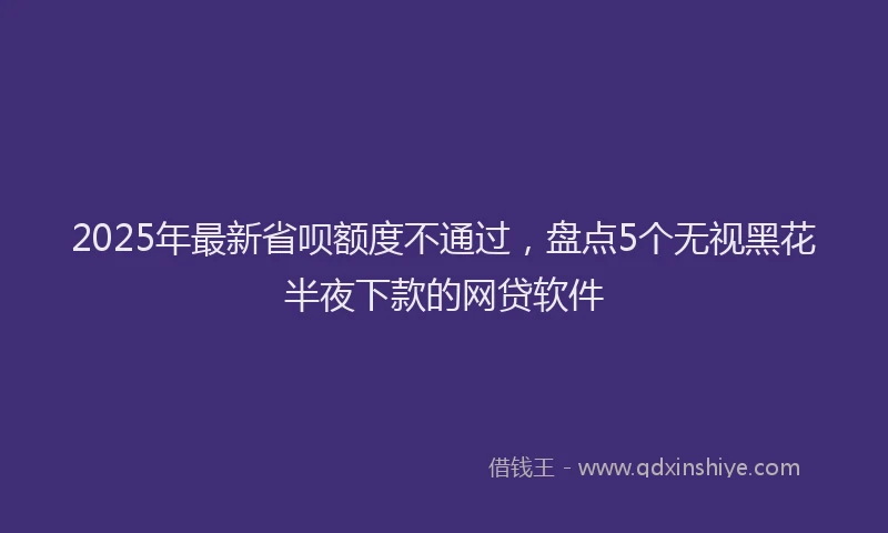 2025年最新省呗额度不通过，盘点5个无视黑花半夜下款的网贷软件