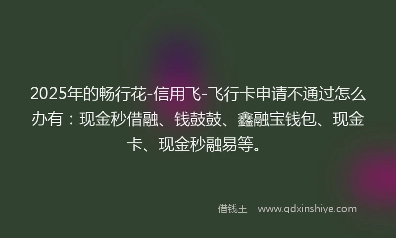 2025年的畅行花-信用飞-飞行卡申请不通过怎么办有：现金秒借融、钱鼓鼓、鑫融宝钱包、现金卡、现金秒融易等。