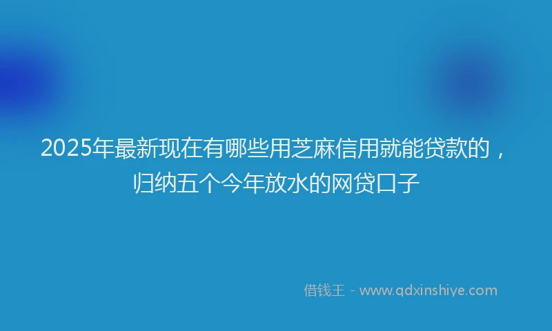 2025年最新现在有哪些用芝麻信用就能贷款的，归纳五个今年放水的网贷口子