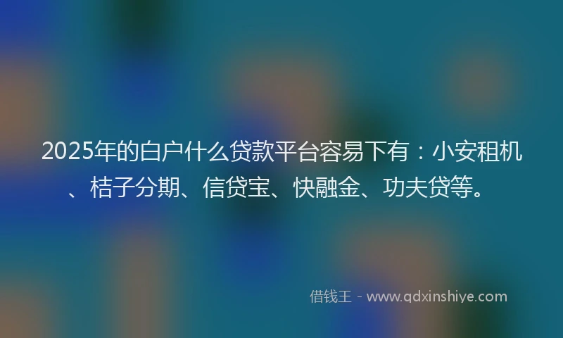 2025年的白户什么贷款平台容易下有：小安租机、桔子分期、信贷宝、快融金、功夫贷等。