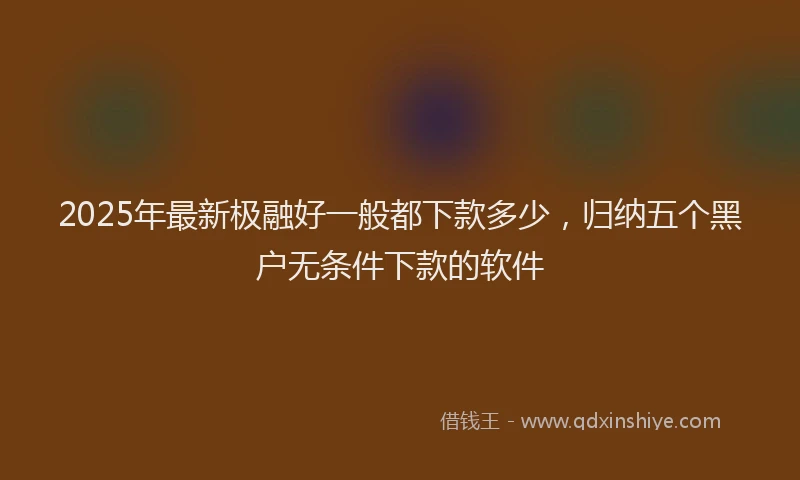 2025年最新极融好一般都下款多少，归纳五个黑户无条件下款的软件