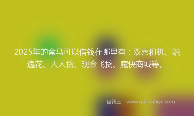 2025年的盒马可以借钱在哪里有：双喜租机、融逸花、人人贷、现金飞贷、魔快商城等。