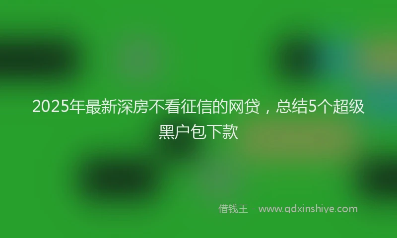 2025年最新深房不看征信的网贷，总结5个超级黑户包下款