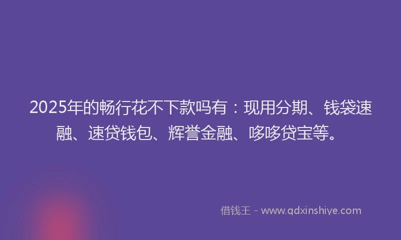 2025年的畅行花不下款吗有：现用分期、钱袋速融、速贷钱包、辉誉金融、哆哆贷宝等。