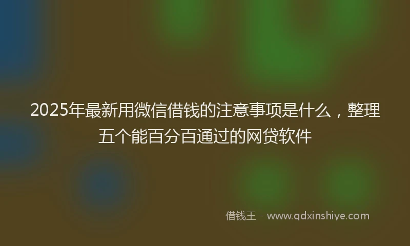 2025年最新用微信借钱的注意事项是什么，整理五个能百分百通过的网贷软件