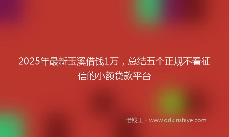 2025年最新玉溪借钱1万，总结五个正规不看征信的小额贷款平台