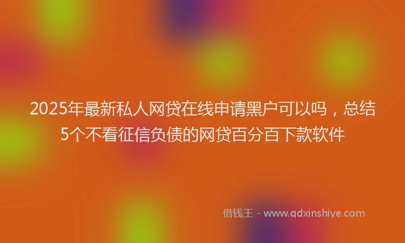 2025年最新私人网贷在线申请黑户可以吗，总结5个不看征信负债的网贷百分百下款软件