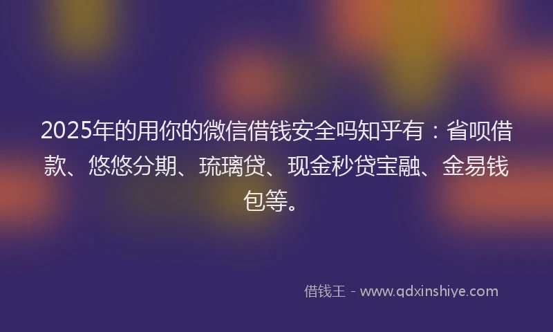2025年的用你的微信借钱安全吗知乎有：省呗借款、悠悠分期、琉璃贷、现金秒贷宝融、金易钱包等。