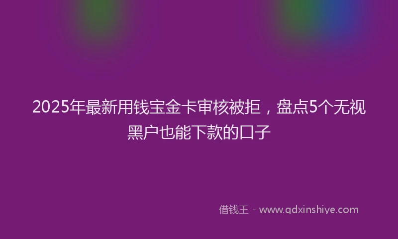 2025年最新用钱宝金卡审核被拒，盘点5个无视黑户也能下款的口子