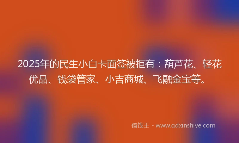 2025年的民生小白卡面签被拒有：葫芦花、轻花优品、钱袋管家、小吉商城、飞融金宝等。