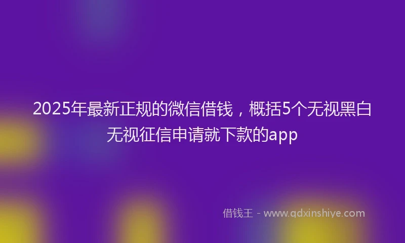 2025年最新正规的微信借钱，概括5个无视黑白无视征信申请就下款的app