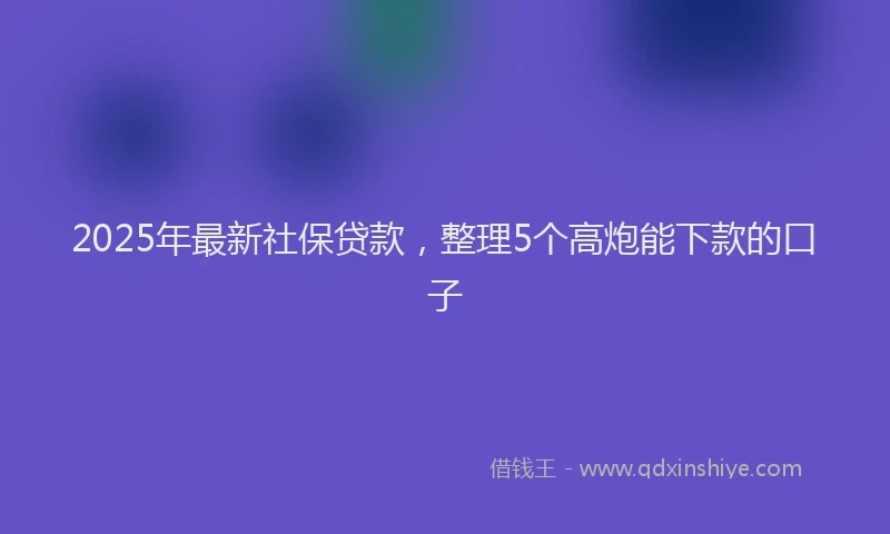2025年最新社保贷款，整理5个高炮能下款的口子
