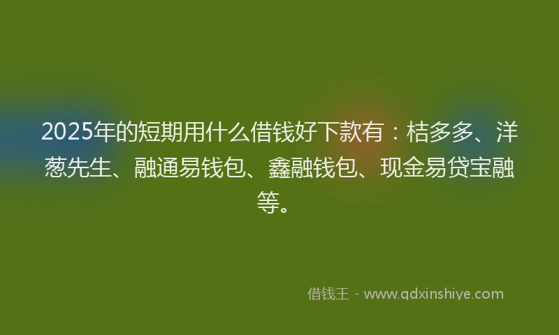 2025年的短期用什么借钱好下款有：桔多多、洋葱先生、融通易钱包、鑫融钱包、现金易贷宝融等。