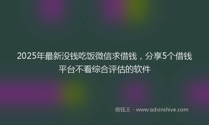 2025年最新没钱吃饭微信求借钱，分享5个借钱平台不看综合评估的软件