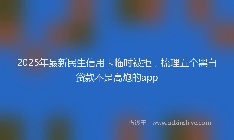 2025年最新民生信用卡临时被拒,梳理五个黑白贷款不是高炮的app