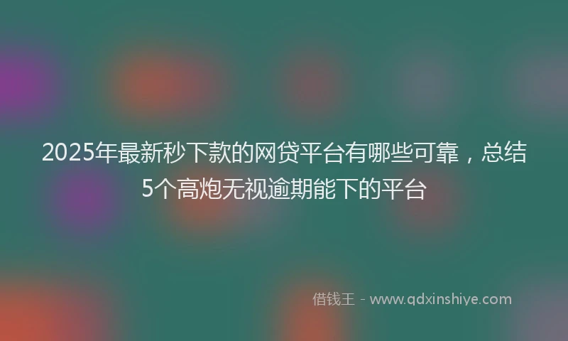 2025年最新秒下款的网贷平台有哪些可靠，总结5个高炮无视逾期能下的平台