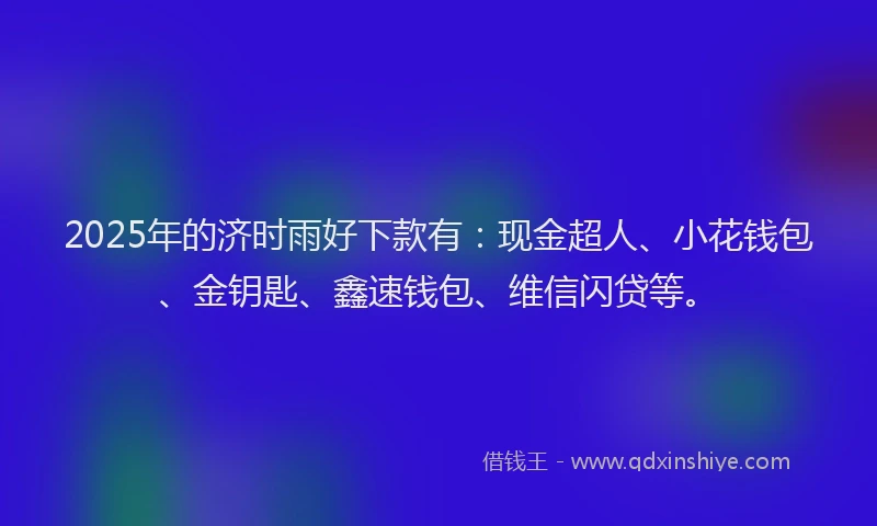 2025年的济时雨好下款有：现金超人、小花钱包、金钥匙、鑫速钱包、维信闪贷等。