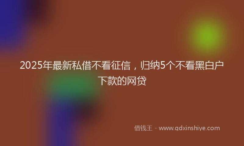 2025年最新私借不看征信，归纳5个不看黑白户下款的网贷