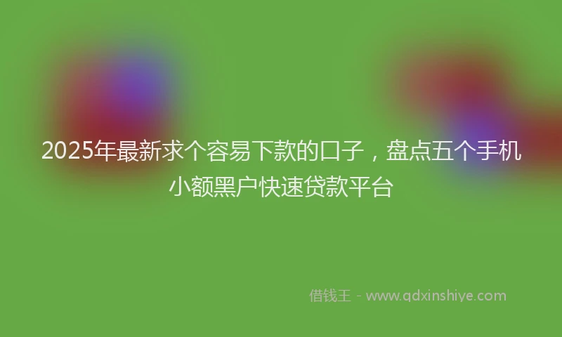2025年最新求个容易下款的口子，盘点五个手机小额黑户快速贷款平台