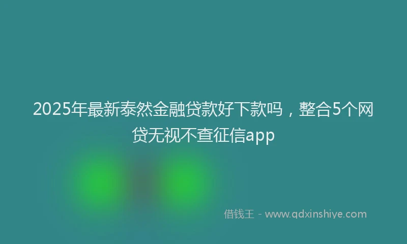 2025年最新泰然金融贷款好下款吗，整合5个网贷无视不查征信app