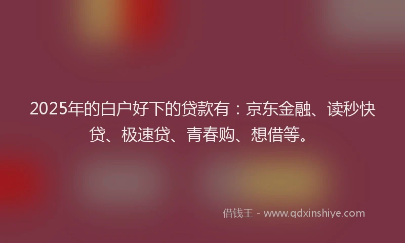 2025年的白户好下的贷款有：京东金融、读秒快贷、极速贷、青春购、想借等。