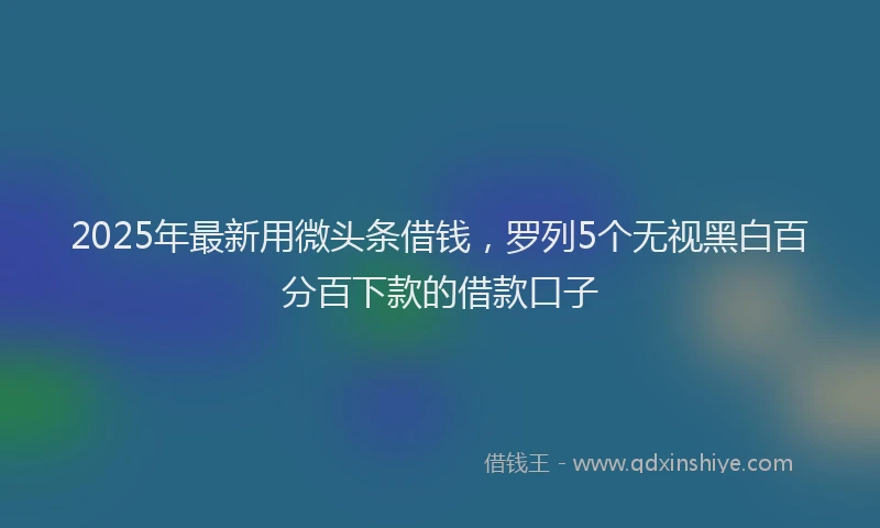 2025年最新用微头条借钱，罗列5个无视黑白百分百下款的借款口子