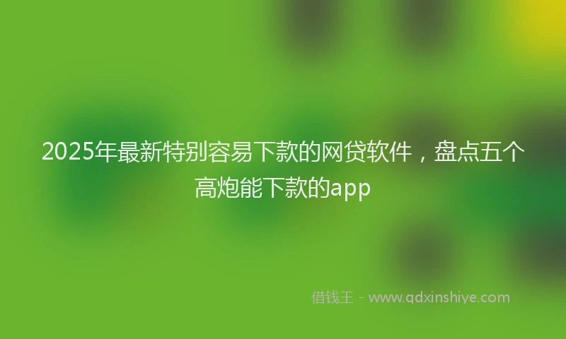 2025年最新特别容易下款的网贷软件，盘点五个高炮能下款的app