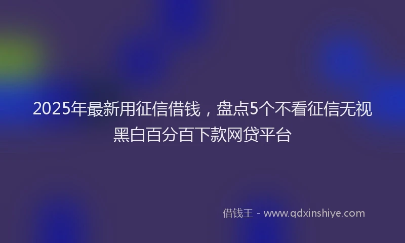 2025年最新用征信借钱,盘点5个不看征信无视黑白百分百下款网贷平台