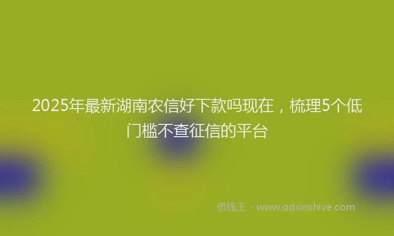 2025年最新湖南农信好下款吗现在，梳理5个低门槛不查征信的平台