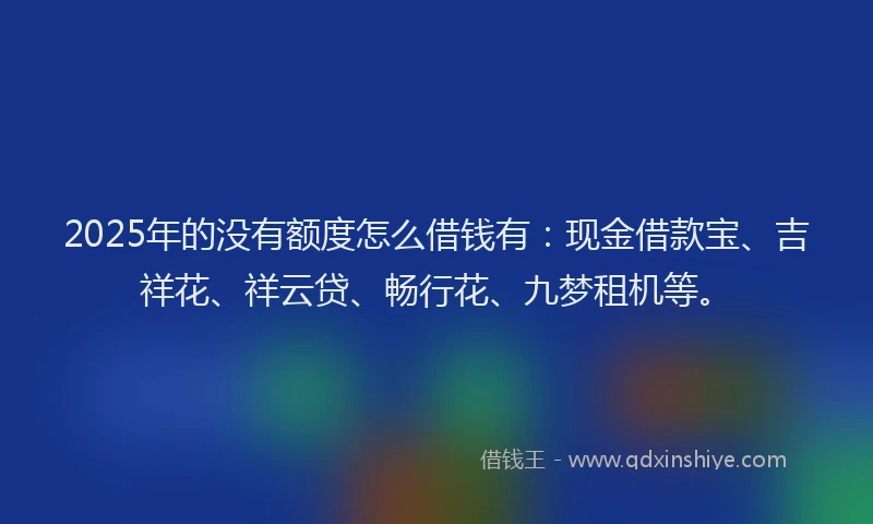 2025年的没有额度怎么借钱有：现金借款宝、吉祥花、祥云贷、畅行花、九梦租机等。