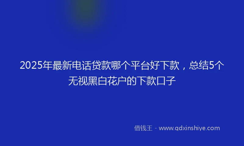 2025年最新电话贷款哪个平台好下款，总结5个无视黑白花户的下款口子