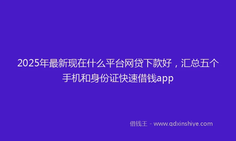 2025年最新现在什么平台网贷下款好，汇总五个手机和身份证快速借钱app