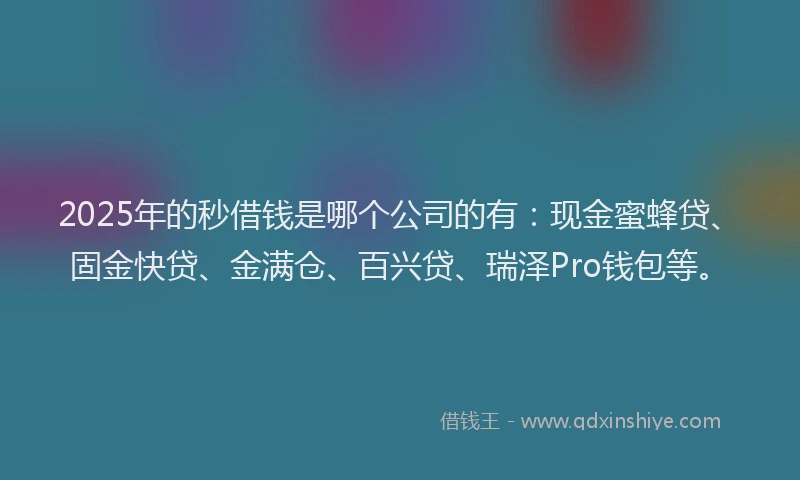 2025年的秒借钱是哪个公司的有：现金蜜蜂贷、固金快贷、金满仓、百兴贷、瑞泽Pro钱包等。