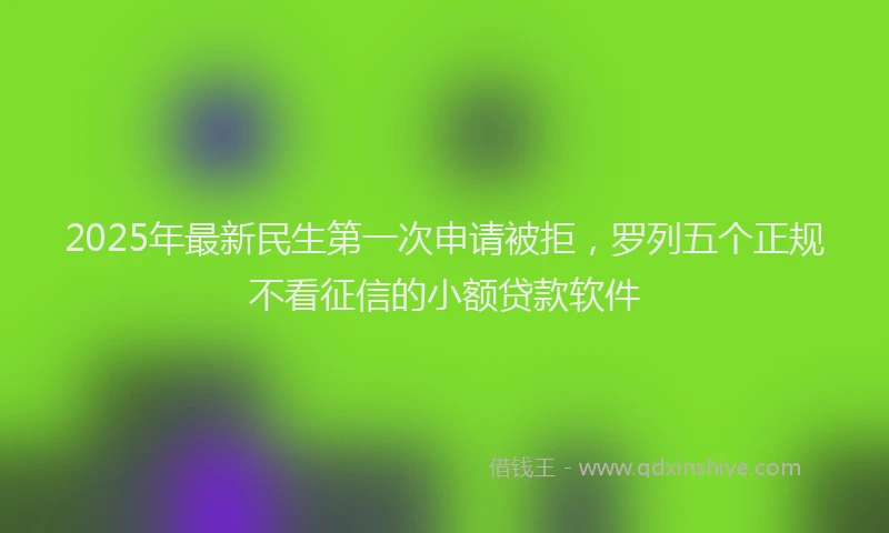 2025年最新民生第一次申请被拒，罗列五个正规不看征信的小额贷款软件