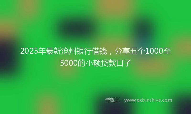 2025年最新沧州银行借钱，分享五个1000至5000的小额贷款口子