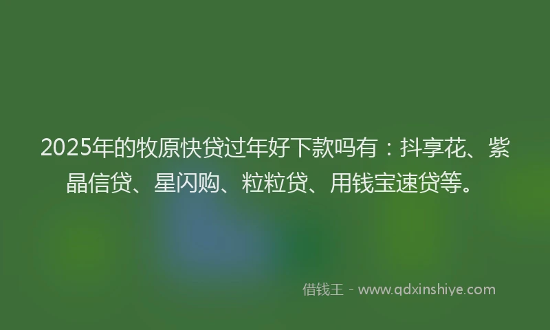 2025年的牧原快贷过年好下款吗有：抖享花、紫晶信贷、星闪购、粒粒贷、用钱宝速贷等。
