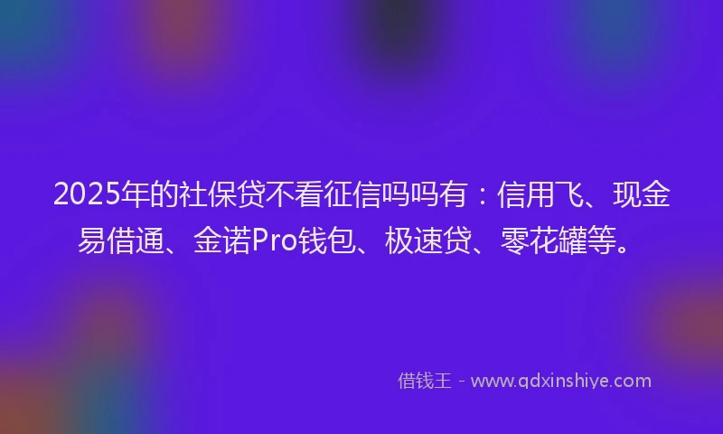 2025年的社保贷不看征信吗吗有：信用飞、现金易借通、金诺Pro钱包、极速贷、零花罐等。