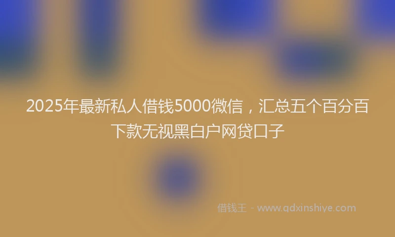 2025年最新私人借钱5000微信，汇总五个百分百下款无视黑白户网贷口子