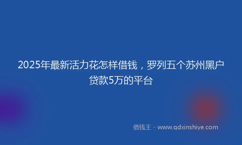 2025年最新活力花怎样借钱，罗列五个苏州黑户贷款5万的平台