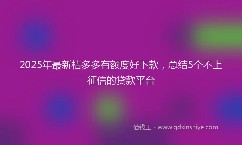 2025年最新桔多多有额度好下款，总结5个不上征信的贷款平台