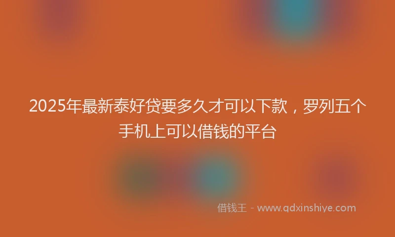 2025年最新泰好贷要多久才可以下款，罗列五个手机上可以借钱的平台