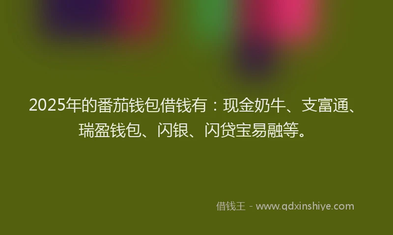 2025年的番茄钱包借钱有：现金奶牛、支富通、瑞盈钱包、闪银、闪贷宝易融等。
