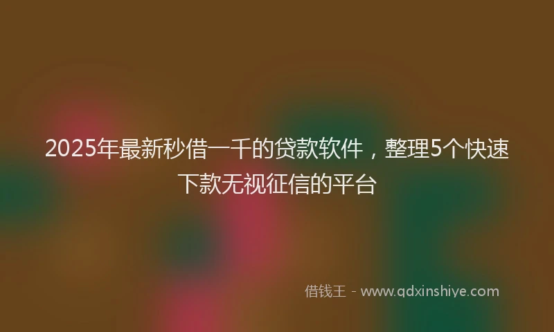 2025年最新秒借一千的贷款软件,整理5个快速下款无视征信的平台