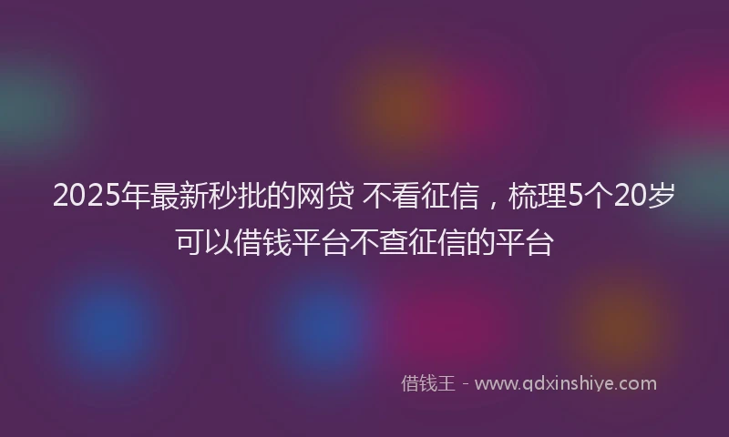 2025年最新秒批的网贷 不看征信，梳理5个20岁可以借钱平台不查征信的平台