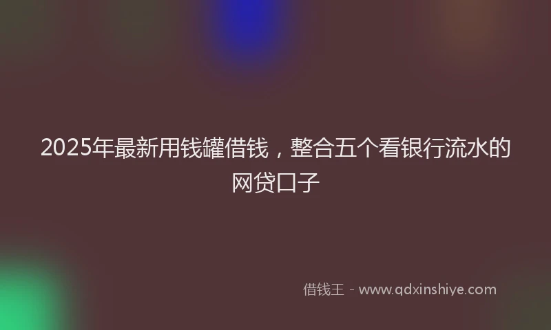 2025年最新用钱罐借钱，整合五个看银行流水的网贷口子