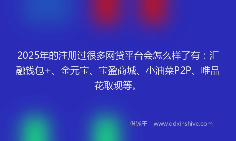 2025年的注册过很多网贷平台会怎么样了有：汇融钱包+、金元宝、宝盈商城、小油菜P2P、唯品花取现等。