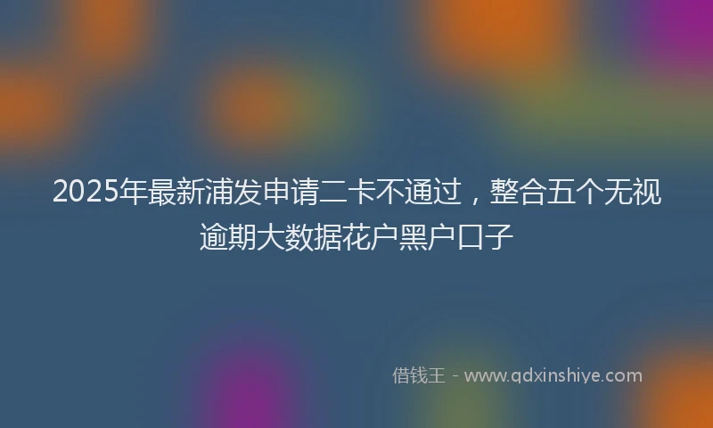 2025年最新浦发申请二卡不通过，整合五个无视逾期大数据花户黑户口子