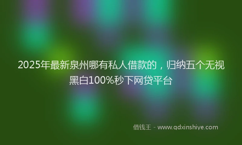 2025年最新泉州哪有私人借款的，归纳五个无视黑白100%秒下网贷平台