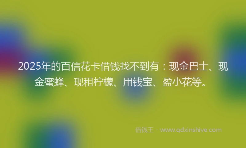 2025年的百信花卡借钱找不到有：现金巴士、现金蜜蜂、现租柠檬、用钱宝、盈小花等。